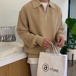 Sweater Factory - Men's Winter Loose Semi-Zipper Retro Knit