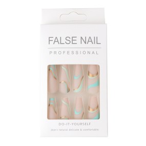 False Nails Factory - Wholesale Gold Line Wave Ballet Frosted