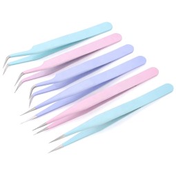 睫毛镊子源头工厂-高品质糖果色钻石套装