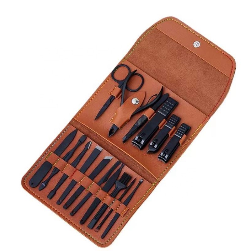 Manicure Set Factory - 16Pcs Stainless Steel Leather Case Gift Set