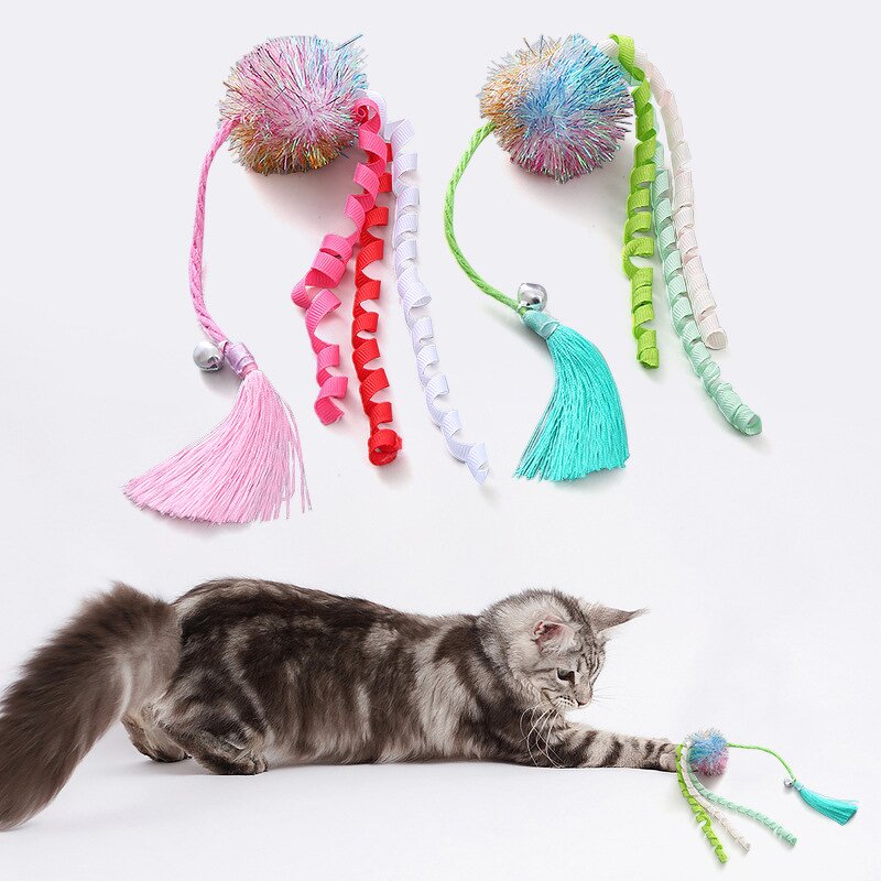 Pet Cat Toys Factory - Plush Ball with Bell Rope Toy