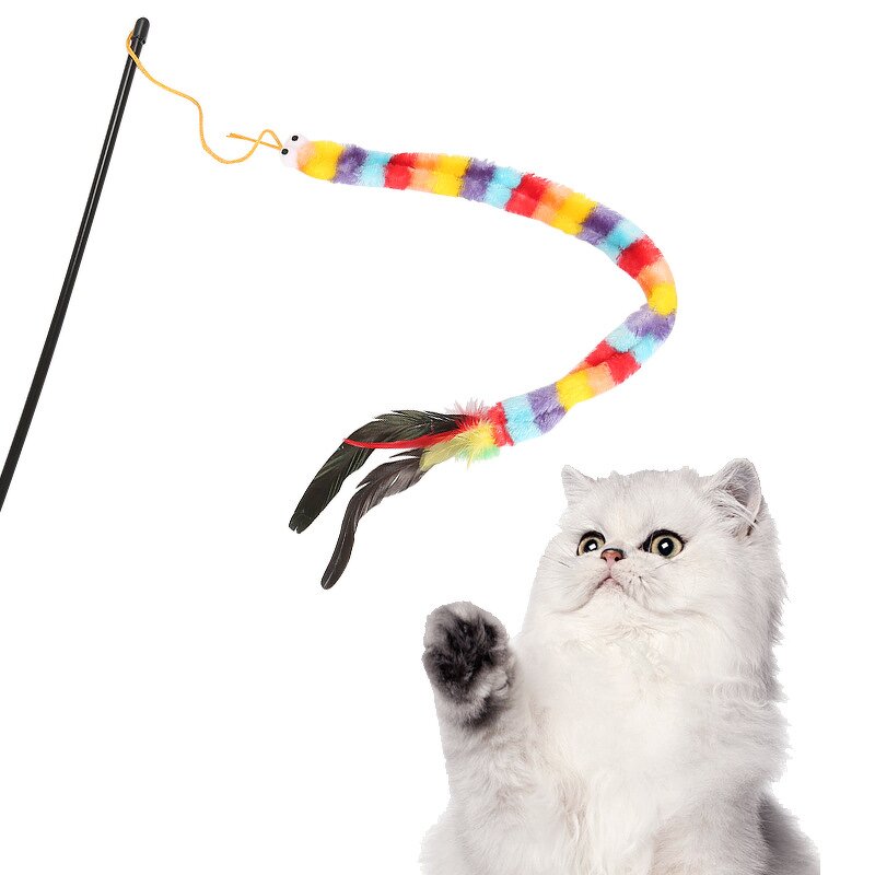 Cat Toys Factory - Colorful Caterpillar Feather Teaser