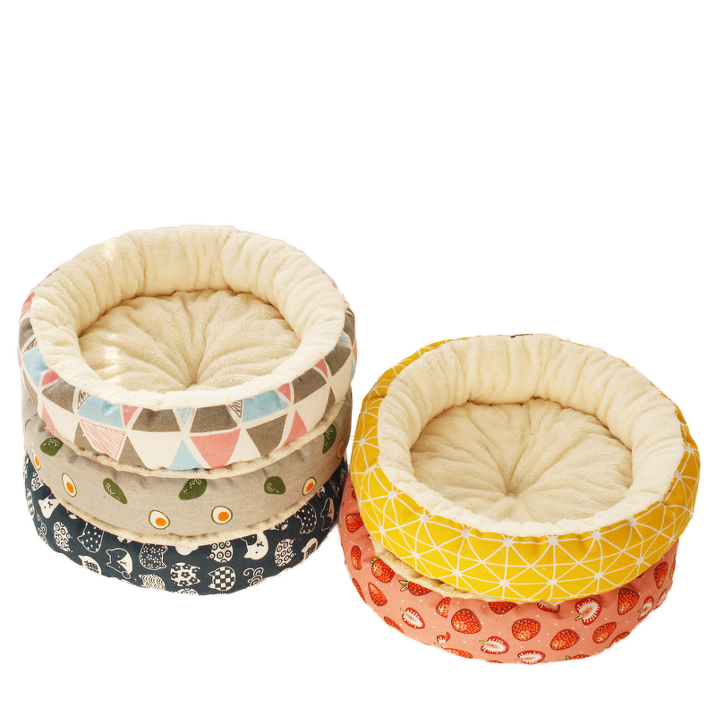 Pet Warm Cat Bed Manufacturer - Printed Round Plush Bed