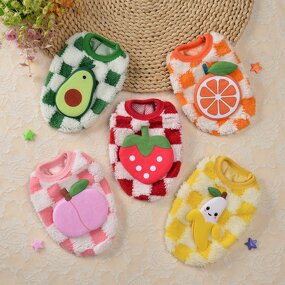 Pet Clothing Factory - Cartoon Fruit Checkered Pattern Coat