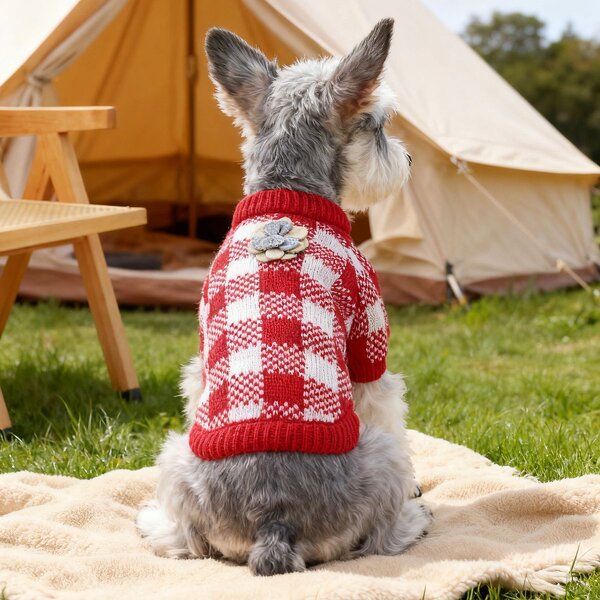 Pet Sweater Manufacturer - Red Plaid Checkered Pattern Coat