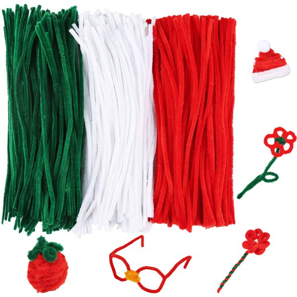 Pipe Cleaners Factory - DIY Christmas Red Green White Chenille Stems