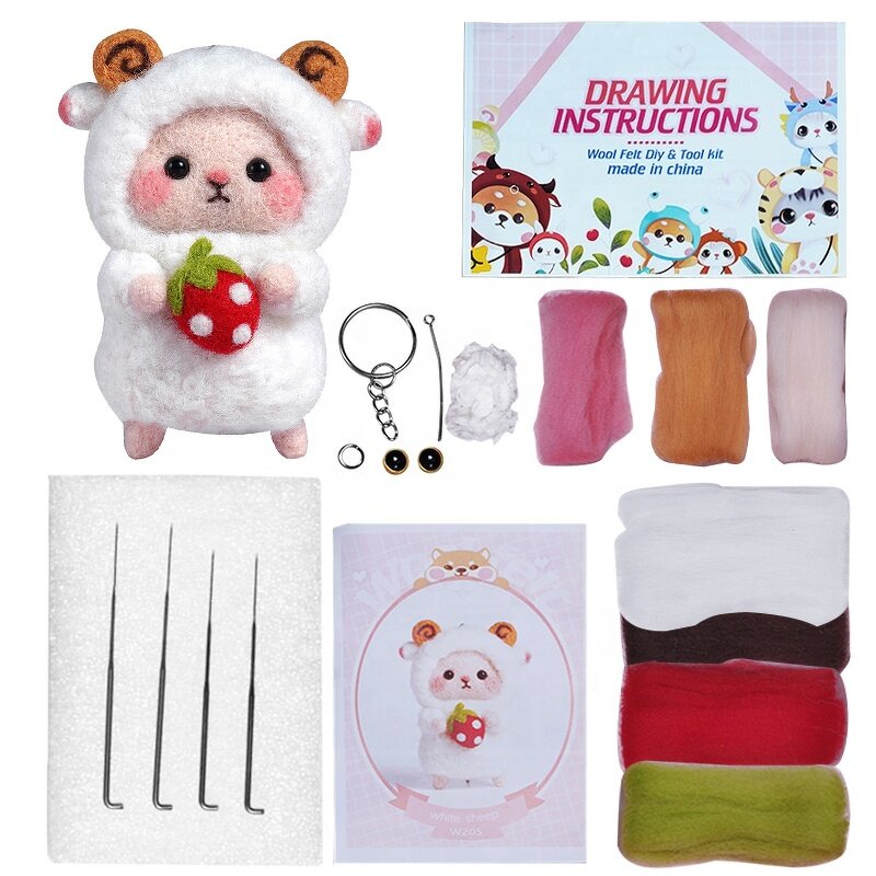 Needle Felting Kit Factory - Hot Sale Cute White Sheep Felting Material