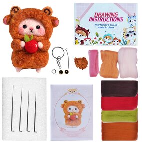 Needle Felting Kit Factory - Cute Light Brown Sheep DIY Wool Kit