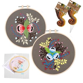 Embroidery Kit Factory - Flower Pattern Embroidery Set Needlework Kit