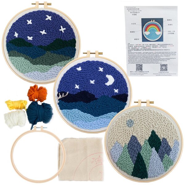 Embroidery Kit Factory - DIY Punch Needle Cross Stitch Kit with Hoops