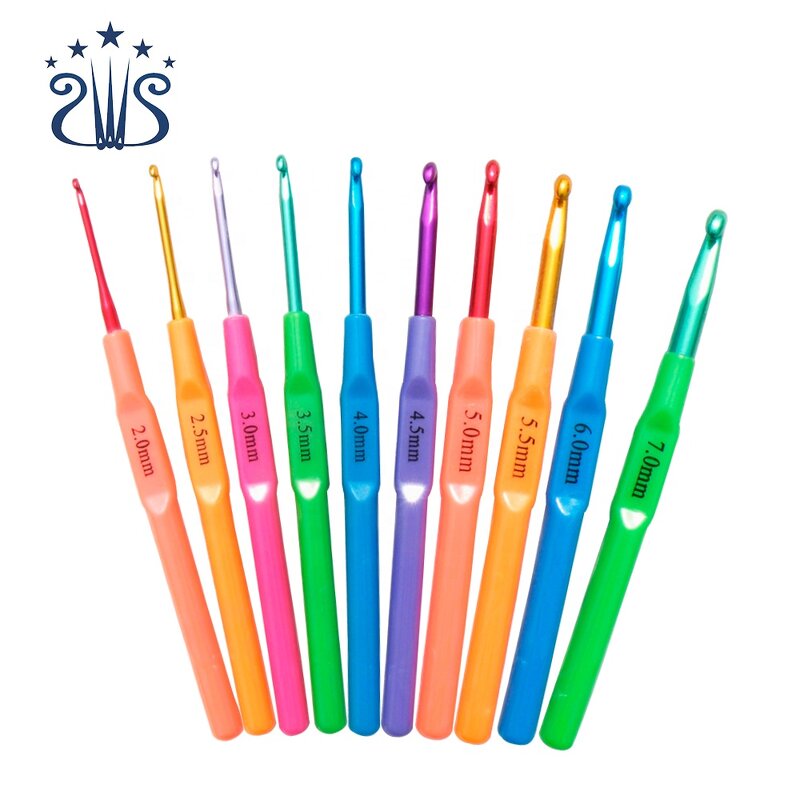 Crochet Hook Set Factory - 10pcs Colored Candy Plastic Handle Alumina