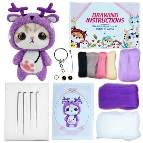 Needle Felting Supplies Factory - 3D Cartoon Elk Toy Wool Felting DIY Kit