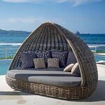 Outdoor Daybed Manufacturer - Luxury Rattan Canopy Lounge Bed