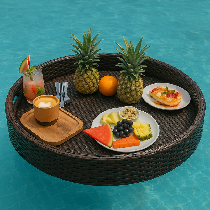 Floating Food Tray Manufacturer - Modern PE Rattan Pool Tray