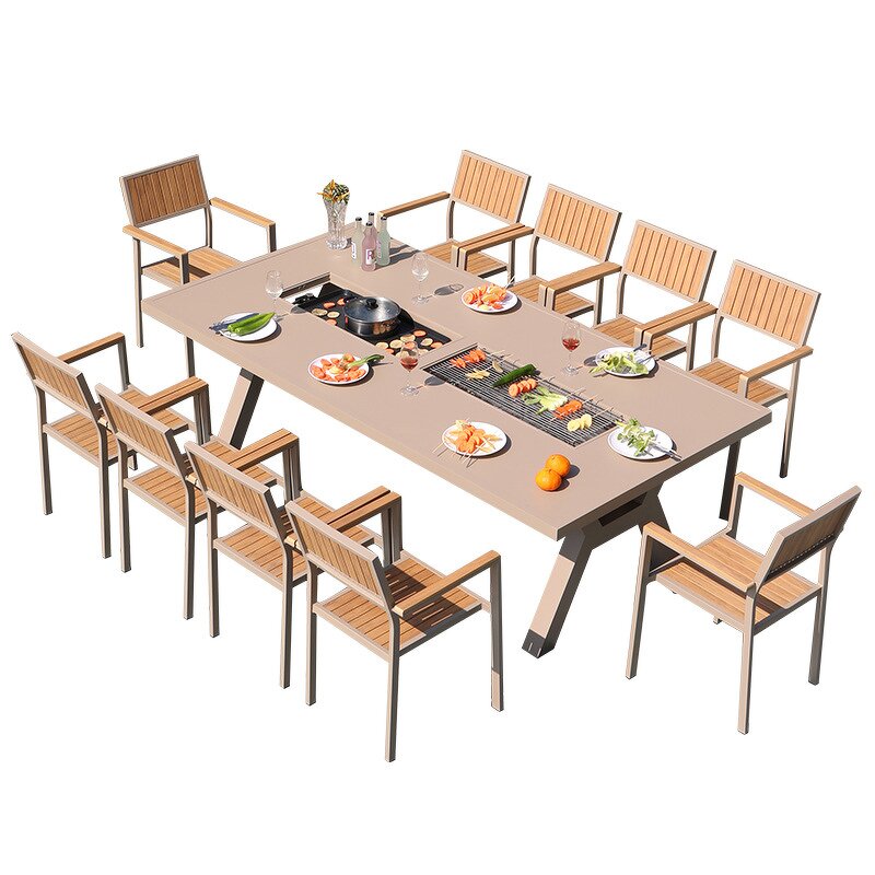 Outdoor Dining Set Factory - Modern Cast Aluminum BBQ Table Set