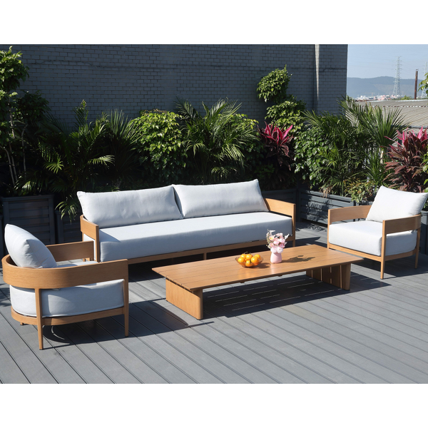 Outdoor Sofa Set Factory - Direct Metal Wood Grain Lounge Set