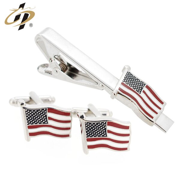Cufflinks Set Factory - Custom Brass USA Flag Cufflinks Set