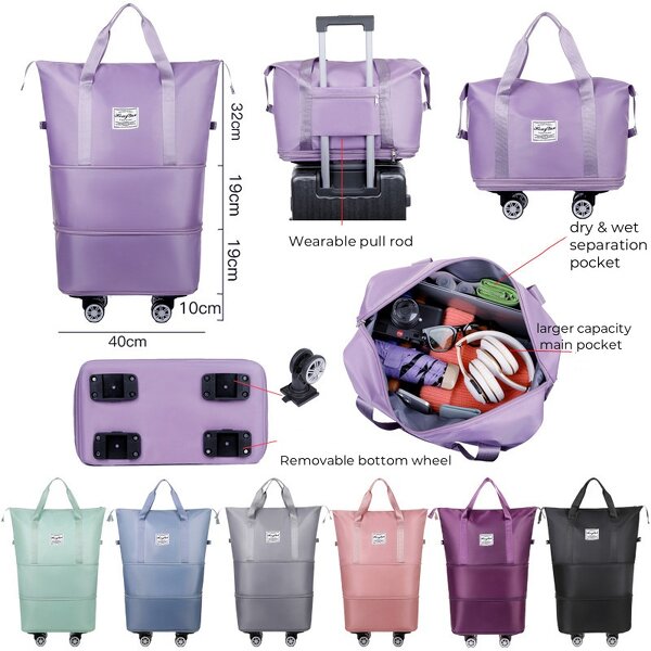 Travel Bag Factory - Super Large Capacity Oxford Expandable Wheel