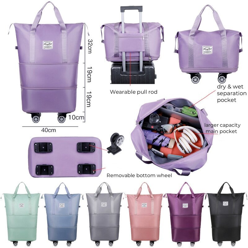 Travel Bag Factory - Super Large Capacity Oxford Expandable Wheel