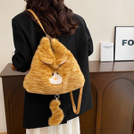 Shoulder Bag Factory - Cute Faux Fur Cat Large Capacity Tote Handbag