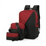 Backpack Set Factory - Stylish Durable Boys 3 Set with USB Charging