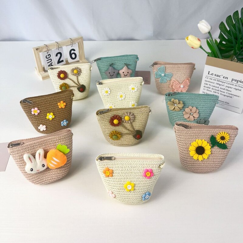 Crossbody Bag Factory - Fashion Unisex Children's Straw Woven Bucket Bag