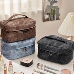 Toiletry Bag Factory - Large Capacity Double Layer PU Pattern Portable