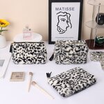 Cosmetic Bag Set Factory - Cute Leopard Print Soft Portable with Zipper