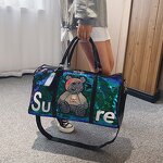 Duffel Bag Factory - Luxury Women Sequin Bear Travel Shoulder Bag