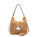 Shoulder Bag Factory - Cute Faux Fur Cat Large Capacity Tote Handbag