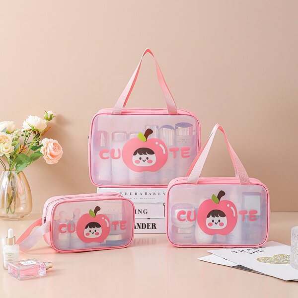 Cosmetic Bag Set Factory - New Arrival Fruit Pattern Clear PVC Makeup