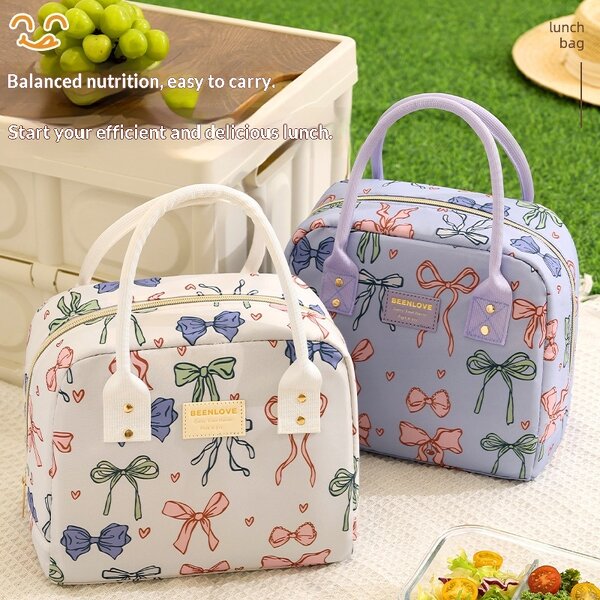 Lunch Bag Factory - Hot Sale Bow Print Thermal Insulation Large Capacity
