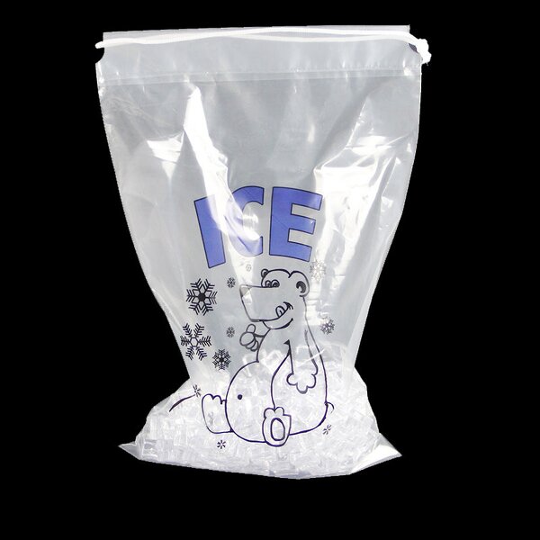 Ice Packaging Bag Factory - Clear White Drawstring Freezer Bag