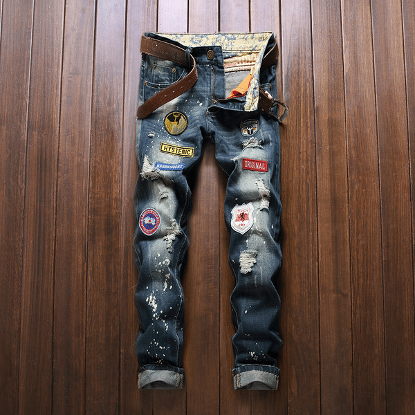Jeans Factory - New High Quality Maker Dark Blue Ripped Slim Fit