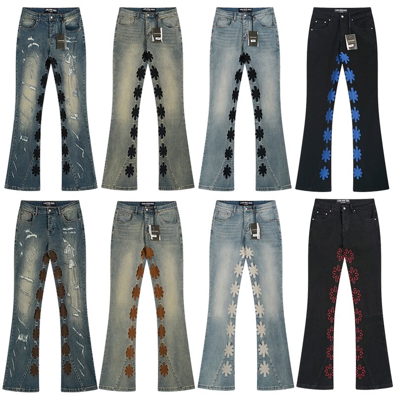 Jeans Factory - Designer Y2K Brand Ripped Denim Embroidered Flowers