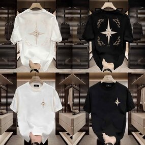 T-Shirt Factory - 2024 Men's Summer Printed Cotton Loose Shoulder