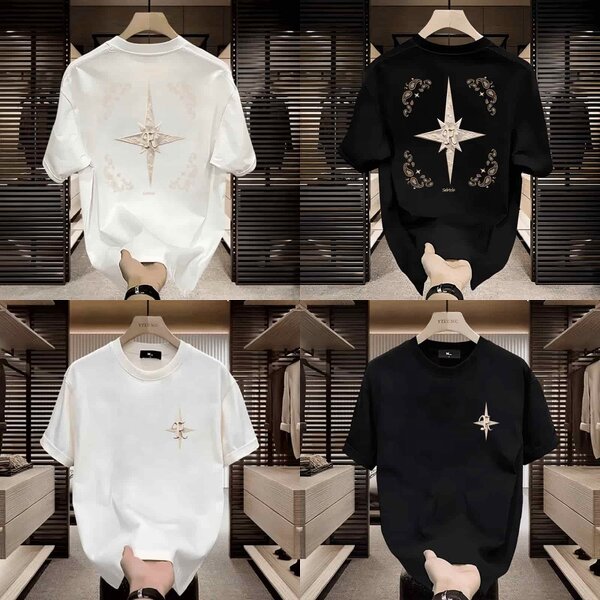 T-Shirt Factory - 2024 Men's Summer Printed Cotton Loose Shoulder