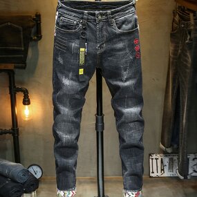 Jeans Factory - 2025 Popular Style Slim Straight Worn Torn Men's