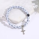 Bracelet Factory - Popular Couple Black White Cross Pendant Beaded