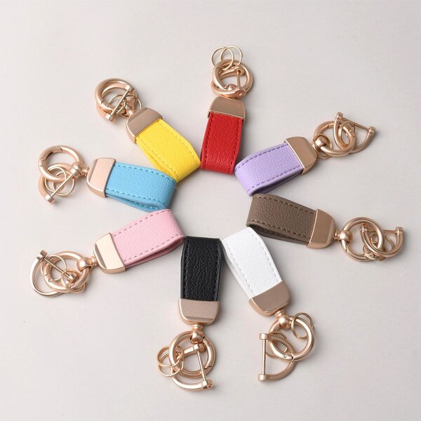 Keychain Factory - High-end Leather Ring Colorful Metal Car Keyring