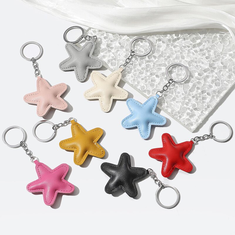 Keychain Factory - New Leather Stuffed Star 5-Point Keychain