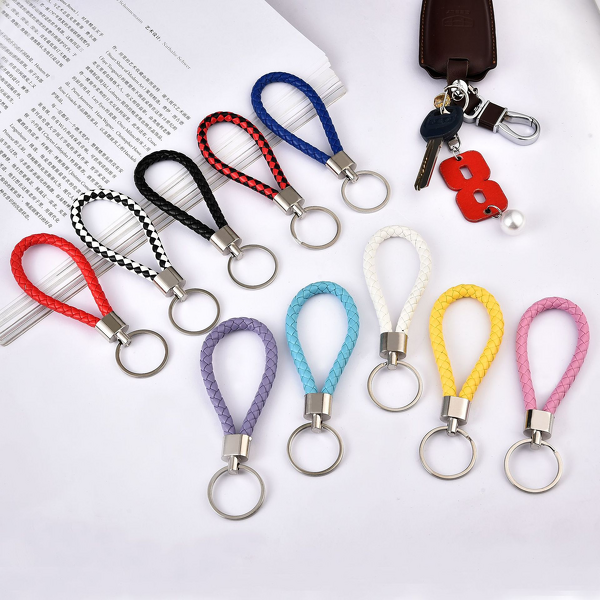 Key Chain Factory - Leather Rope with Woven Metal Pendant DIY