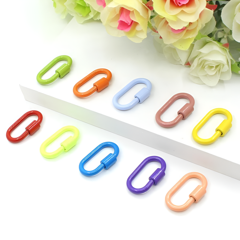 Carabiner Factory - Colorful Enamel Oval Screw Lock Clasp 37x22mm