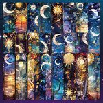 Bookmarks Factory - 24pcs Aesthetic Celestial Moon Star Floral Art