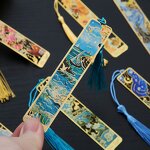 Metal Bookmarks Factory - Van Gogh Painting Hollow-out with Tassels