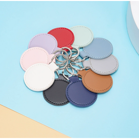 Keychain Factory - Custom Logo PU Leather Round Car Keychain