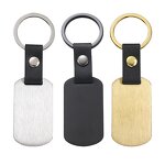 Keychain Factory - Stainless Steel Dog Tag with Leather Strap