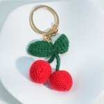 Keychain Factory - Fruit-shaped Knitted Cherry Strawberry Car Hanging