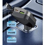 4 in 1 Car Wireless Charger Factory - PD60W Retractable Cable