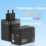 65W Gan Wall Charger Supplier - Retractable Cable Fast OEM